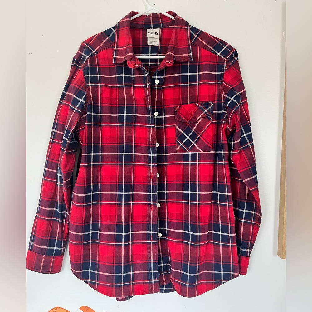 Women’s Red and Blue Plaid Button-Up Shirt from The North Face